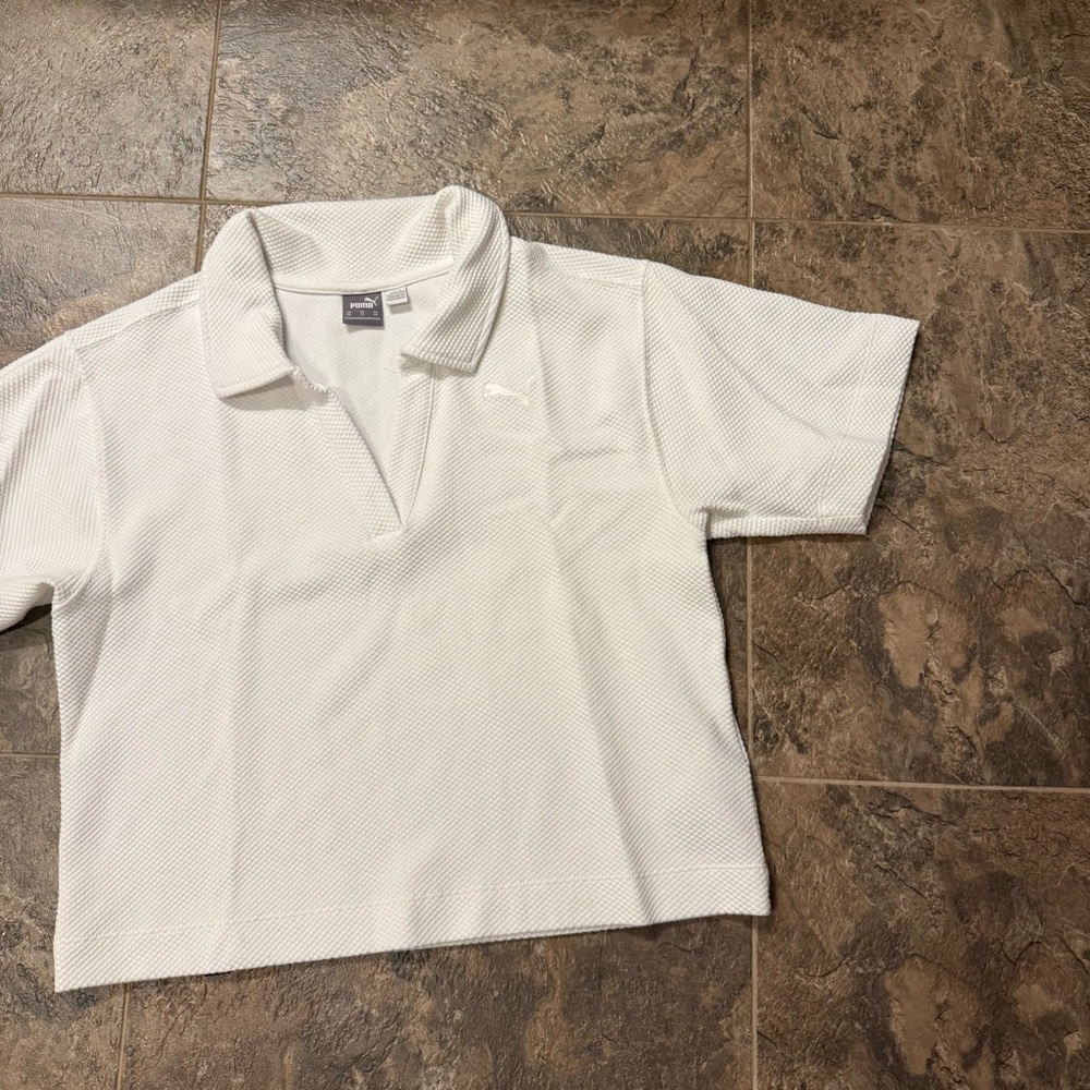 Puma Waffle Knit Cropped Polo Shirt